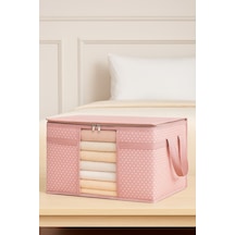 Serstil Pencereli Kazak & Kıyafet Hurcu 45x40x30 Cm - Pembe Benekli Pembe Puantiye