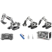 Değişebilen 3 Adet Metal Başlıklı - Duman Atan İş Makinası - Oyuncak Ekskavatör