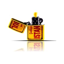 İstanbul Temalı Sarı Benzinli Çakmak Çok Renkli