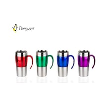 Bardak Termos - 0,45 Lt - Çift Kat Çelik - Penguen - Mor Png-450 Çok Renkli