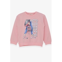 Kız Çocuk Sweatshirt Pullu Baskılı Pudra (9-14 Yaş)