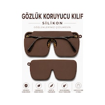 Silikon Gözlük Kılıfı, Asılabilir, Katlanabilir, Çantada Yer Kaplamaz- Kahverengi - 904898021