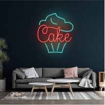 Cake Yazılı Ve Kek Figürlü Neon Tabela Kırmızı