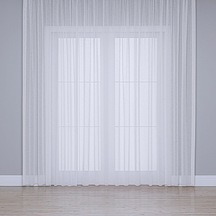 Fabric Design Keten Plus Tül Perde Optik Beyaz, 100 X 190 Çok Renkli