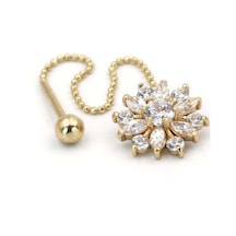 Lilarote Çiçek Taşlı Altın Tragus Küpe 46892472