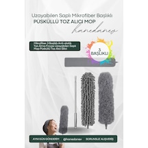 Mikrofiber 3 Başlıklı Anti-statik Toz Alma Fırçası Uzayabilen Saplı Mop Püsküllü Toz Alıcı Silici