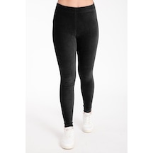 Kadın Yüksel Bel Kadife Fitilli Tayt SiYAH