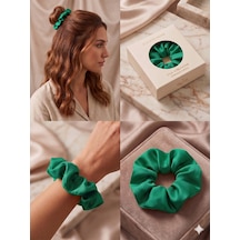 İpeksi Saten Dokulu Düz Renk Kumaş Scrunchie Lastik Toka Farklı Renk Seçenekli B
