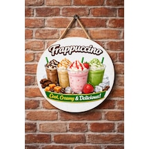 Mayeka Cafe Restoran İçin Frappuccino Kahve Duvar Kapı Tablo Süsü Ahşap Askılı Pano Tabela No 12