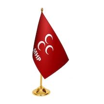 Masa Üstü Mhp Bayrağı + Pirinç Direk Masa Bayrak Seti