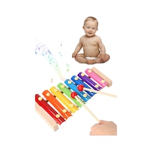 Bebek Ahşap Müzik Aleti 8 Nota 8 Ton 8 Tuşlu Oyuncak Selefon Ahşap 8 Notalı Ksilofon