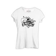 Guitar Rock N Roll Beyaz Kadın Tshirt 001
