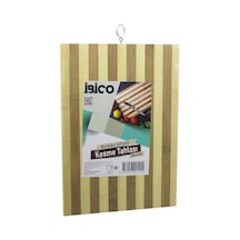 İbico İ22-190 Kesim Panosu Ve Kesme Tahtası 24x34x1.3cm Ahşap Bambu Metal Kulplu Beyaz Çizgili