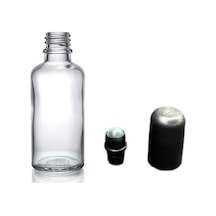 50ml Şeffaf Cam Şişe Roll-on Şişe, 12 Adet, Bilye Başlıklı Şişe, Cam Şişe, Roll-on Şişesi