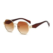 Domero Retro Köşeli Kahverengi Gold Çerçeve Unisex Uv400 Vintage Retro Güneş Gözlüğü