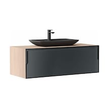 Orka Craft 100 Cm Meşe-Antrasit Banyo Dolabı Alt Modül Ve Lavabo Antrasit