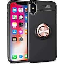 Newface Apple İphone Xs Max Kılıf Range Yüzüklü Silikon - Siyah-gold
