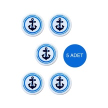 5 Adet Çapa Çocuk Odası Mobilya Kulbu Seti - Abs Plastik Tekli Düğme Dolap ve Çekmece Kulpları Mavi