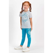 Karlar Ülkesi - Frozen Lisanslı Karmelanj Bisiklet Yaka Kız Çocuk Tayt Pijama Takım 5274-19916 Kar Melanj