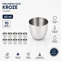 Paslanmaz Çelik Kroze 40 Ml - Crucible - 10 Adet