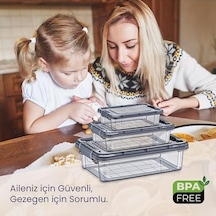 Elite 3 Lü Kilitli Saklama Seti 3l+1.5l+0.85l İç İçe Geçen Yer Tasarruflu, Şeffaf Antrasit Premium Gıda Kabı