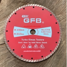 Gfb 230mm Beton Kesme Testeresi Granit Mermer Taş Kesici Elmas Disk