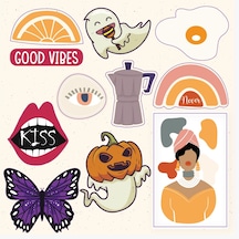 Hayalet Kiss Kelebek Tasarımlı A5 Stickers Çıkartma Pytkstk014