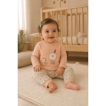 Ferasty İstanbul Kız Bebek Pijama Takımı Tavşan Desenli Pembe