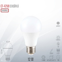 Cata Ct-4259 Sensörlü Led Ampul Beyaz Işık 10 Adet