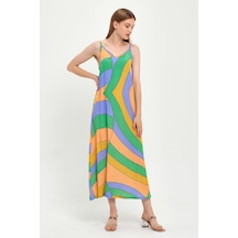 Askılı V Yaka Elbise B23-00150 sarı