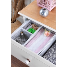 3 Bölmeli 4 Parça Çekmece İçi Düzenleyici Organizer Beyaz/gri Kumaş Beyaz Diğer