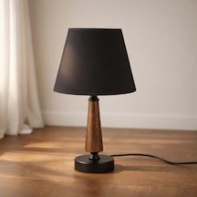 Lighting Metal Ayaklı Ahşap Abajur - Siyah Çok Renkli