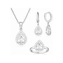 Gümüş Beyaz Zirkon Taşlı Damla Kadın Set 96442880