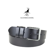 Rse Leather Goods Hakiki Deri 4,5 Cm Erkek Kot Kemeri - Manda Derisi Spor Kemer - Ekstra Kalın Siyah Siyah
