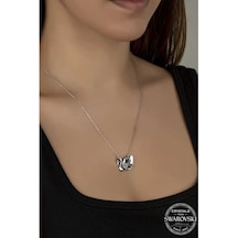 Gumush  Swarovski Crystal Taşlı Kuğu Gümüş Kadın Kolye