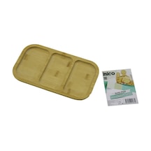 Dikdörtgen 3 Bölmeli 2+1 Ahşap Bambu Servis Sunum Tepsi - Tahtası 25 X 14 X 1.4cm Go53/01607 Çok Renkli