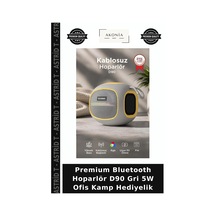 Premium Bluetooth Hoparlör D90 Gri 5w Ofis Kamp Hediyelik
