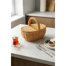 Oval Hasır Rattan Mini Kulplu Sepet - Bb6069