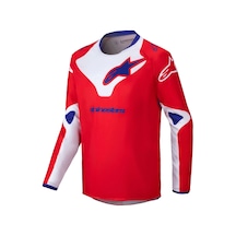 Alpinestars Youth Racer Veil Off-road Genç Motosiklet Jerseyi Kırmızı Beyaz Mavi