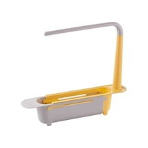 Padalink Mutfak Lavabo Genişlik Ayarlanabilir Çıkarılabilir Sulama Rafı, Havlu Kurutma Ve Bez Saklama Fonksiyonu, Sarı Renk