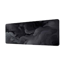 Koyu Gri Soyut Duman Dalgaları 40x90 Cm Oyuncu Mousepad Kaymaz Taban Büyük Boy Mousepad