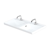 Lapino Quattro 120 CM Konsollu Etejerli Çift Bölme Lavabo Beyaz R