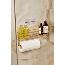 Parlak Altın Modern Banyo Rafı Yapışkanlı Duş Organizer Kağıt Havluluk