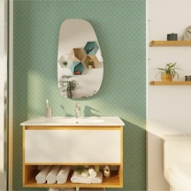 60x90 Cm Modern Organik Form Dekoratif Duvar Aynası Minimalist Tasarım Salon Ve Banyo Aynası Gri