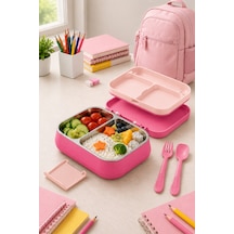 Emilahome Happii Beslenme Kabı Çelik Bölmeli Sızdırmaz Pembe - 865593897 Pembe