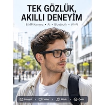 Siyah 8 Mp Kameralı Akıllı Gözlük Bluetooth Wi-fi Bağlantılı Fotoğraf Video Ses Kayıtlı Aı Destekli
