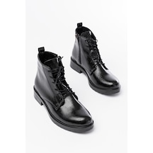 165-225 Siyah Rugan Bağcıklı Fermuarlı Günlük Kadın Bot Beyaz