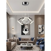 Dron 3 Lü Modern Ledli Avize 3 Renk Power Ledli Krom Kaplama Kumandalı Çoçuk Odası Yatak Odası Mutfak