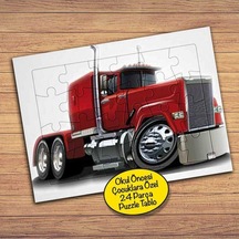 Kırmızı Tır Çocuklara Özel Puzzle Yapboz Tablo-31827