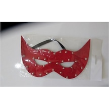Kırmızı Renkli Deri Fantezi Maske Fantazi Göz Maskesi Kırmızı